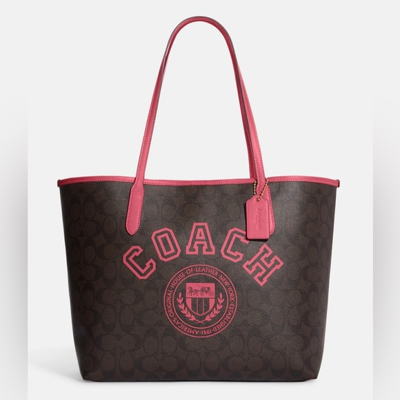 Coach Bags Coach City Tote Bag In Signature Canvas With Varsity